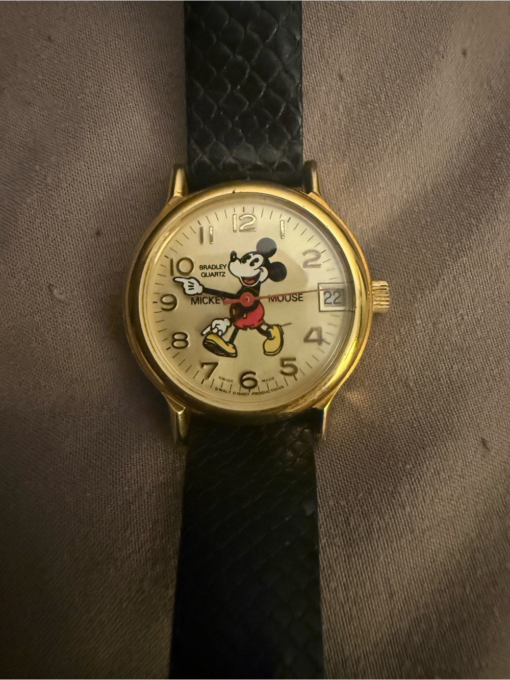59 year Disney Mickey Mouse Gold and Black Vintage-Style Wristwatch
